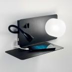 Светильник настенный Ideal Lux Book-1 AP L375 28Вт/G9+3Вт/LED 200Лм 3000К 230В Черн. Выкл USB 174808