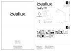 Торшер Ideal Lux Daddy PT1 Н197 макс.60Вт Е27 IP20 230В Черный Металл/Ткань Выкл. 110363