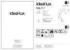 Светильник настольный Ideal Lux Kelly TL1 H50см макс.42Вт IP20 Е27 230В Белый Выкл. Без ламп 108117