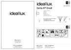 Светильник настенный Ideal Lux Santa AP1 Small макс40Вт IP20 Е14 230В Золото Стекло Без лампы 013046
