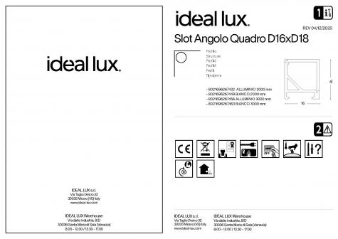 Профиль линейный ideal lux Slot Angolo Quadro D16xD18 Белый Алюминий/Пластик 3000мм 267463.