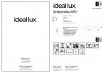 Светильник уличный ideal lux Andromeda AP2 макс.2х60Вт IP55 Е27 230В Белый Алюм. Без ламп 100364