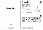 Светильник подвесной ideal lux Blanche SP6 D78 макс6x40Вт E14 230В Белый Металл/Ткань БезЛамп 035581