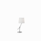 Лампа настольная Ideal Lux Regol TL1 H68см макс.60Вт IP20 230В Никель/Белый Металл/Ткань Выкл 014616