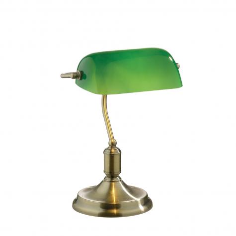 Настольная лампа Ideal Lux Lawyer TL1 H380мм макс.60Вт Е27 230В Античная латунь/Зеленый Выкл 045030 