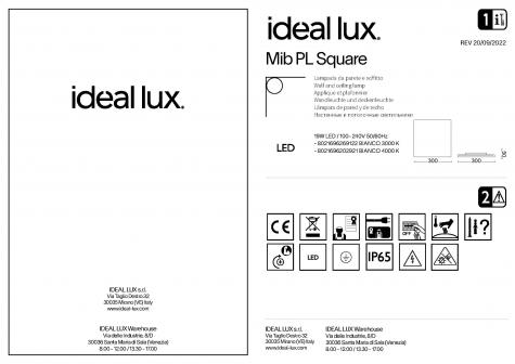 Светильник уличный потолочный Ideal Lux Mib PL Square 19Вт 2100Лм 4000К IP65 LED 230В Белый 202921