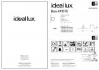Подсветка для зеркала Ideal Lux Bow AP L76см 8Вт 860Лм 3000К IP20 LED 230В Латунь Выкл. 121130
