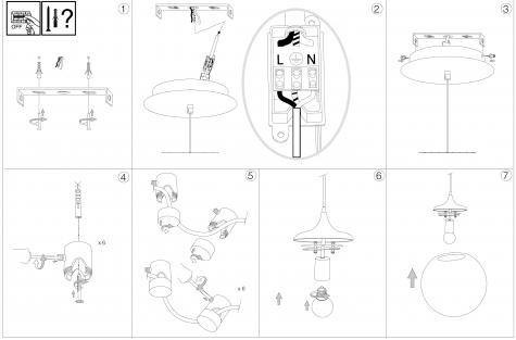 Светильник подвесной ideal lux Boa SP1 макс.1x60Вт e27 IP20 230В Черный/Белый Стекло Без ламп 160856