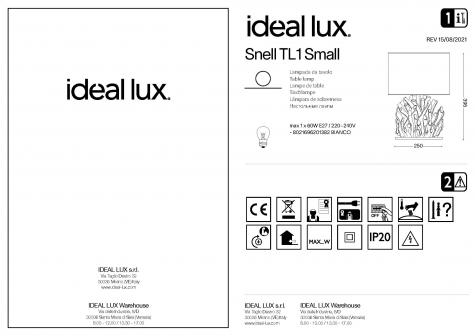 Светильник настольный ideal lux Snell TL1 Small макс.60Вт IP20 e27 230В Дерево/Белый Без ламп 201382