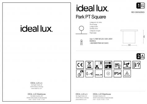 Светильник уличный встраиваемый ideal lux Park PT Square макс15Вт IP54 G9 230В Сталь Без ламп 117881