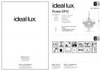 Светильник подвесной Ideal lux Florian D720мм макс.12x40Вт Е14 IP20 230В Хром Металл/Хрусталь 035604