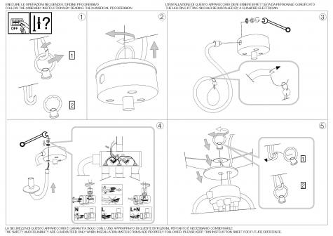Светильник подвесной Ideal Lux Swan SP6 D69 макс.6x40Вт Е14 230В Хром Стекло/Хрусталь/Органза 035826
