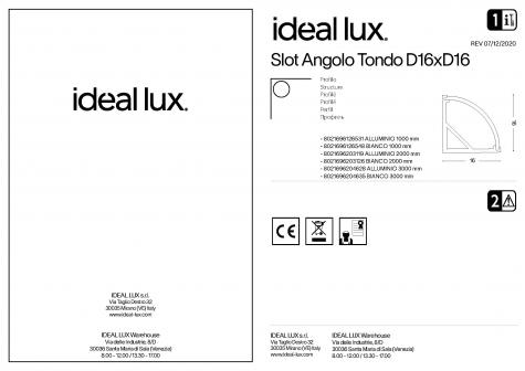 Профиль линейный ideal lux Slot Angolo Tondo D16xD16 Белый Алюминий/Пластик 2000мм 203126.
