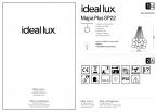 Светильник подвесной ideal lux Mapa Plus SP22 макс22x40Вт E14 230В Белый СтеклоМеталл БезЛамп 140230