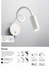 Светильник настенный Ideal Lux Focus-2 AP 3.5Вт 280Лм 3000К LED 230В Белый Металл/Резина Выкл 203171