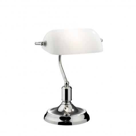 Лампа настольная Ideal Lux Lawyer TL1 макс.1х60Вт IP20 Е27 230В Хром/Белый Выкл Без Ламп H38 045047