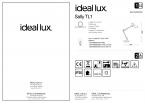 Светильник настольный ideal lux Sally TL1 макс.42Вт IP20 e27 230В Черный Металл Выкл Без ламп 265285