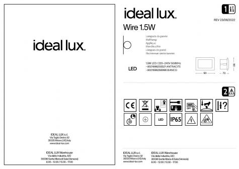 Светильник уличный встраиваемый ideal lux Wire AP 1.5Вт 55Лм 3000К IP65 LED 230В АнтрацитАлюм 255521