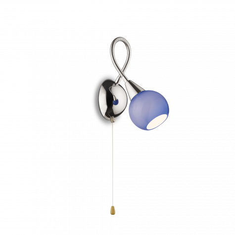 Настенный светильник Ideal Lux Tender макс.40Вт Е14 Голубой/Хром Стекло/Металл Выкл. 048680/021850 