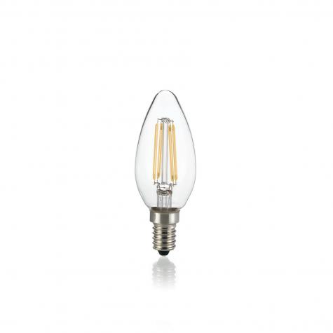 Лампа филаментная ideal lux Oliva С35 Свеча 4Вт 470Лм 3000К CRI80 Е14 230В Прозрачный Не димм 101224